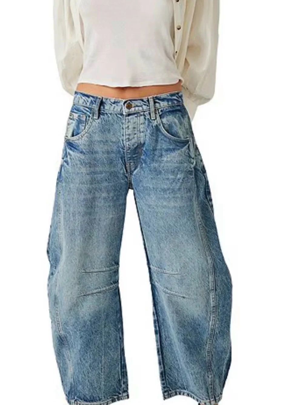 Free People We The Free Good Luck Mid-Rise Wide Leg Barrel Jeans Womens Size 27